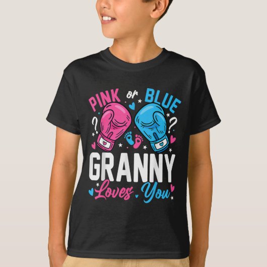 T-shirt Nk Or Blue Granny Loves You Boxing Gender Reveal (Devant)