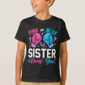 T-shirt Nk Or Blue Sister Loves You Boxing Gender Reveal (Devant)