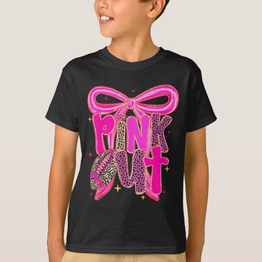 T-shirt Nk Out Leopard Football Bow Breast Cancer Awarenes (Devant)