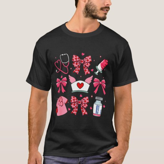 T-shirt Nk Valentine Nurse Coquette Bow Cuds Favorite  (Devant)