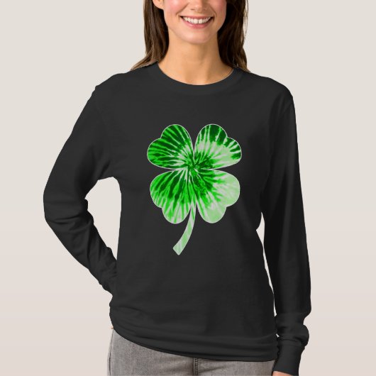 T-shirt Nn Green Tie Dye Shamrock Four Leaf C Pour Irlanda (Devant)
