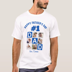 T-shirt No 1 Papa 6 Photo Collage Happy Fête des pères Ble