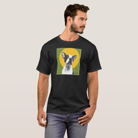 T-shirt No. 619 Hugo Avec Halo Boston Terrier Halo Green (Devant entier)