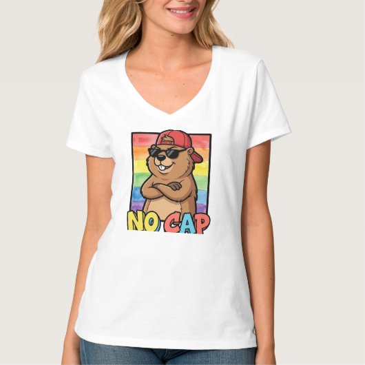 T-shirt No Cap Capybara – Funny Capybara Meme Streetwear  (Devant)