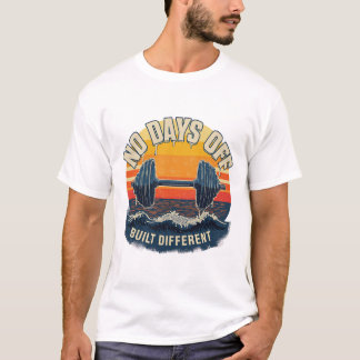 T-shirt No Days Off Built Different Retro  Sunset Gym Barb