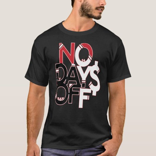 T-shirt No Days Off Clothes & Gear Red Black & White Gym & (Devant)