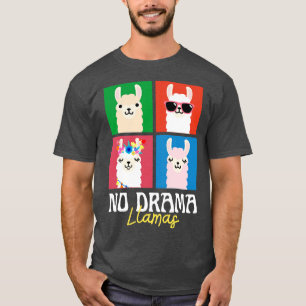 T-shirt No Drama Llamas Carrés Drôle Vintage les années 70