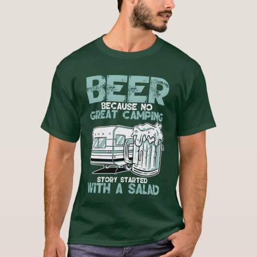 T-shirt No Great Camping Story Started With A Salad family (Devant)