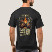 T-shirt No Guts No Glory Skull Biker Rise And Grind Fire (Dos)