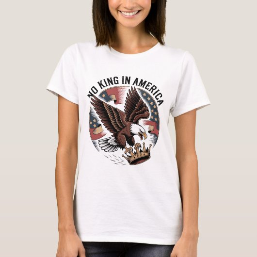 T-shirt No King In America Patriotic Eagle Crown USA Flag (Devant)