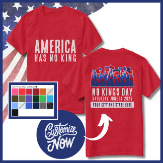 T-shirt No Kings Day Protest Personnalisable Ville et Etat