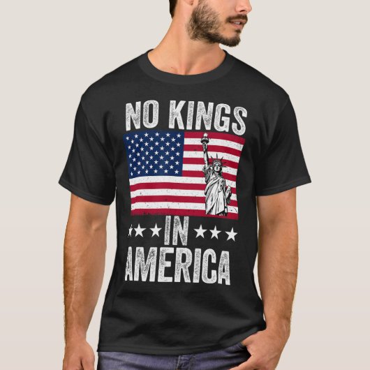 T-shirt No Kings In America Flag Protest Save Democracy 9 (Devant)