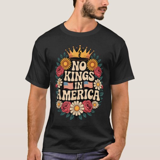 T-shirt No Kings In America Patriotic Democracy Dom Retro (Devant)