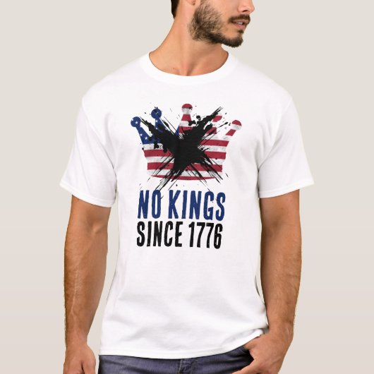 T-shirt NO KINGS SINCE 1776 USA flag crown rustic (Devant)