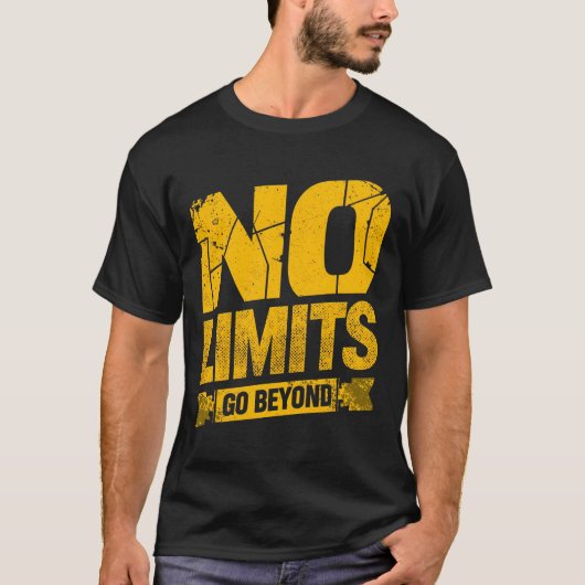 T-shirt No Limits Go Beyond – Bold Motivational Gym Quote (Devant)