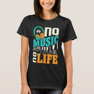 T-shirt No Music No Life With Headphones Heartbeat Musical