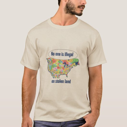 T-shirt No One is Illegal on Stolen Land -  (Devant)