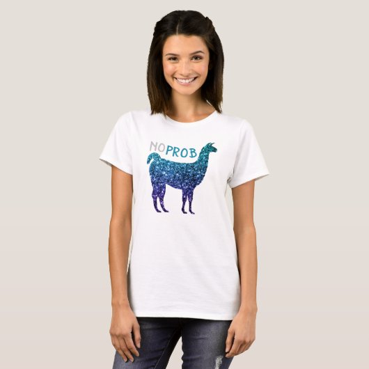 T-shirt No Prob Llama Aqua blue ombre Sparkings (Devant entier)