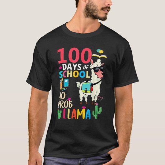 T-shirt No Probllama 100 Days Of School LLama Teachers (Devant)