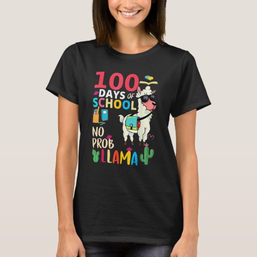T-shirt No Probllama 100 Days Of School LLama Teachers (Devant)