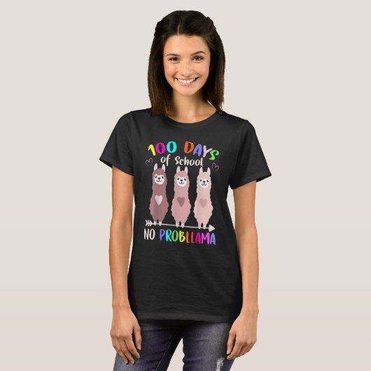 T-shirt No Probllama 100 Days Of School LLama Teachers (Devant entier)
