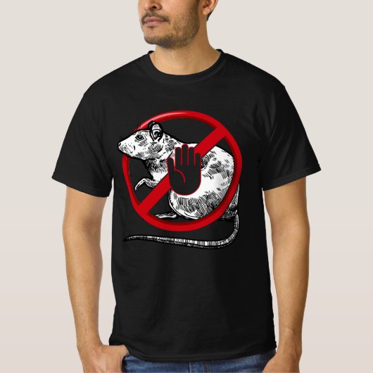 T-shirt No Rat Sign Stop Snitching Pest Control Novo Cool (Devant)