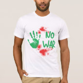 T-shirt No War - Anti-War Protest Handprint Design (Devant)