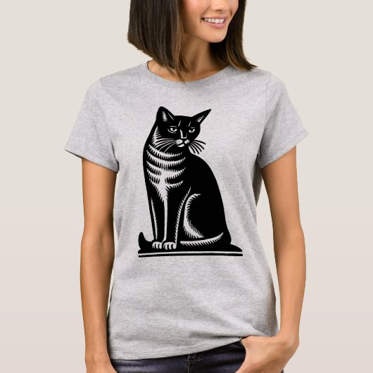 T-shirt Noble Feline Woodcut Style (Devant)