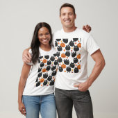 T-shirt Nocturnal Cats with Pumpkins Pattern (Unisexe)