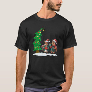 T-shirt Nocturne Noël Écureuil Père Noël Joyeux Et Lumineu