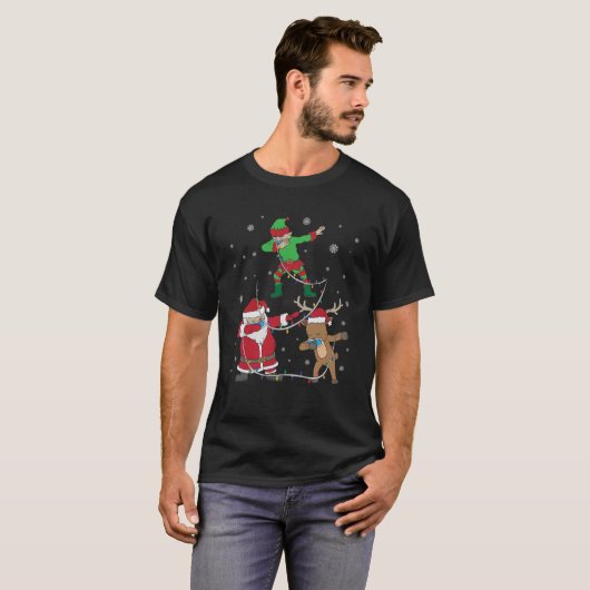 T-shirt Noël 2020 Dabbing Père Noël Elf Reindeer Face Mas (Devant entier)