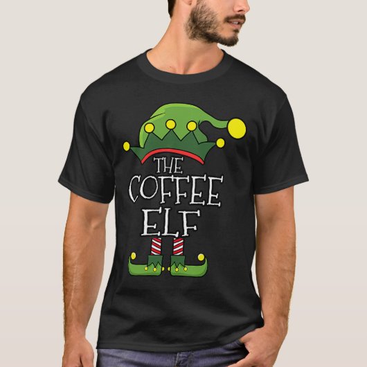 T-shirt Noël 2020 Le Café Boire Elf Joyeux Chris (Devant)