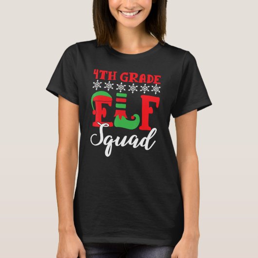 T-shirt Noël 4e année Equipe ELF Xmas Matching Teache (Devant)