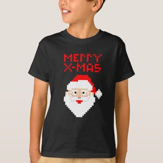 T-shirt Noël 8 bits Pixel Père Noël (Devant)