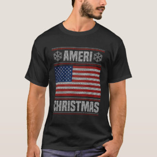 T-shirt Noël Amérindien Drôle Drapeau de Noël Américain Gi