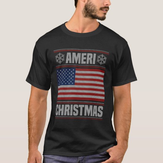 T-shirt Noël Amérindien Drôle Drapeau de Noël Américain Gi (Devant)