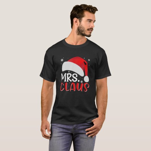 T-shirt Noël amusant MRS Claus Cute Casquette Père Noël Fa (Devant entier)