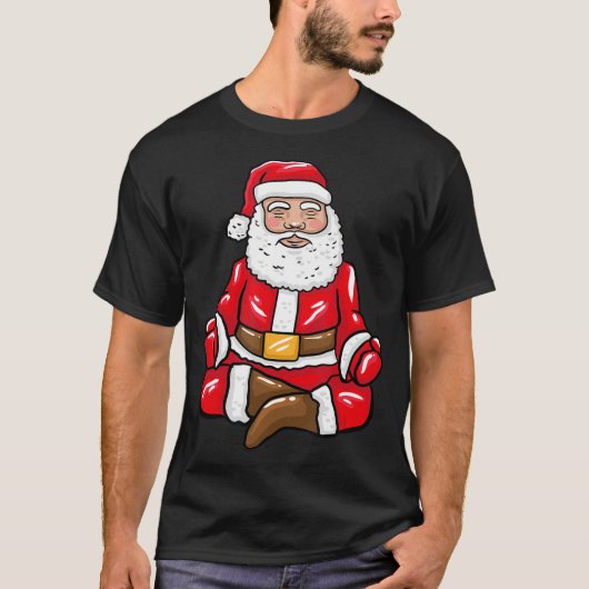 T-shirt Noël amusant Père Noël Méditant Yoga Lover (Devant)