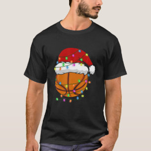T-shirt Noël amusant Santa Chapeau Basketball Sport Noël B