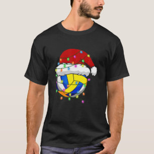 T-shirt Noël amusant Santa Hat Volleyball Sport Xmas Bo