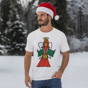 T-shirt Noël Angel Drummer Fête Musique Design