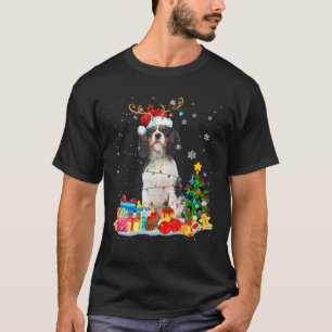 T-shirt Noel Anglais Springer Spaniel Lights Reindeder
