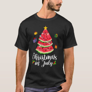 T-shirt Noël Arbre de Noël de la pastèque En Juillet Été