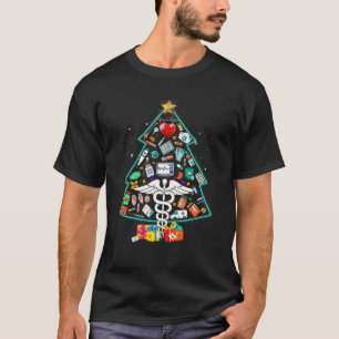 T-shirt Noël Arbre Docteur Santa Hat Docteur Médicale En