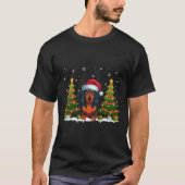 T-shirt Noël Arbre Lumière Dachshund Chien Santa Hat Noël (Devant)