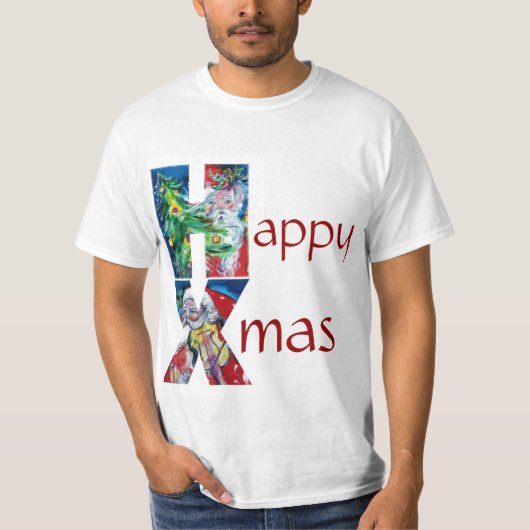 T-SHIRT NOËL ARBRE PÈRE NOËL JOUER AU MONOGRAM DE VIOLIN X (Devant)