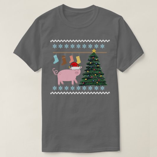 T-shirt Noël au cochon (Design devant)