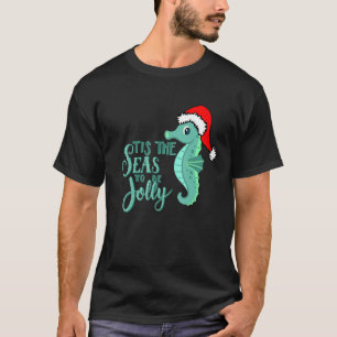T-shirt Noël Au Flamant rose De Plage Père Noël Seahorse E