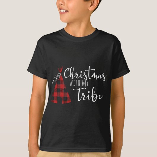 T-shirt Noël avec ma tribu, Buffalo a plaid Noël s (Devant)