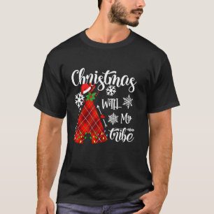 T-shirt Noël Avec Ma Tribu Rouge Plaid Famille Vilaine Noë